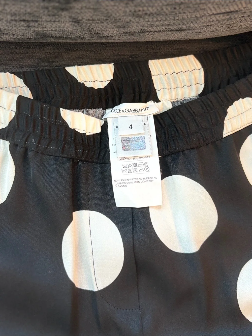 Dolce & Gabbana Black and White Polka Dot Kids Pants 90% silk